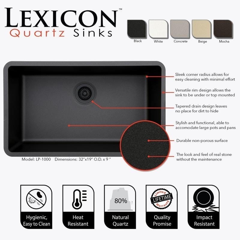 Quartz Composite Single Bowl 3218 Undermount Sink  sinks #1