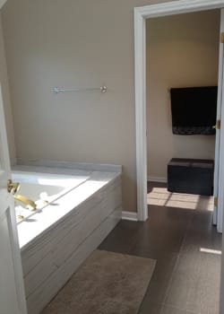 White Macubas Quartzite Bathroom Rebuild  portfolio #1