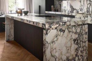 Calacatta Viola Marble Island with Waterfall Sides & Recessed Edge  portfolio #1